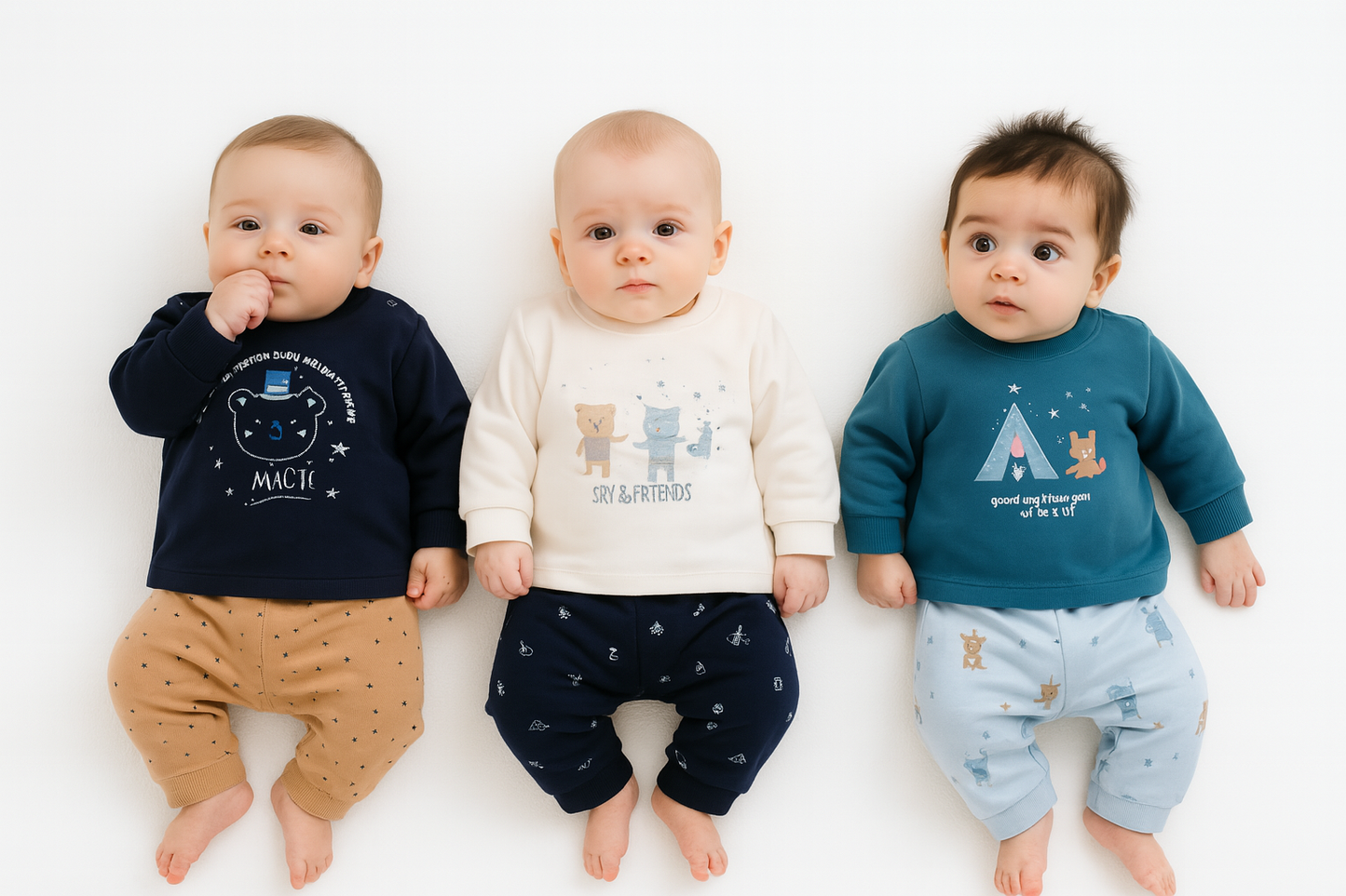 Baby Jogger Legging Suits – Soft Cotton Full Sleeve Set (0–6 Months) | 3 Adorable Prints image 0