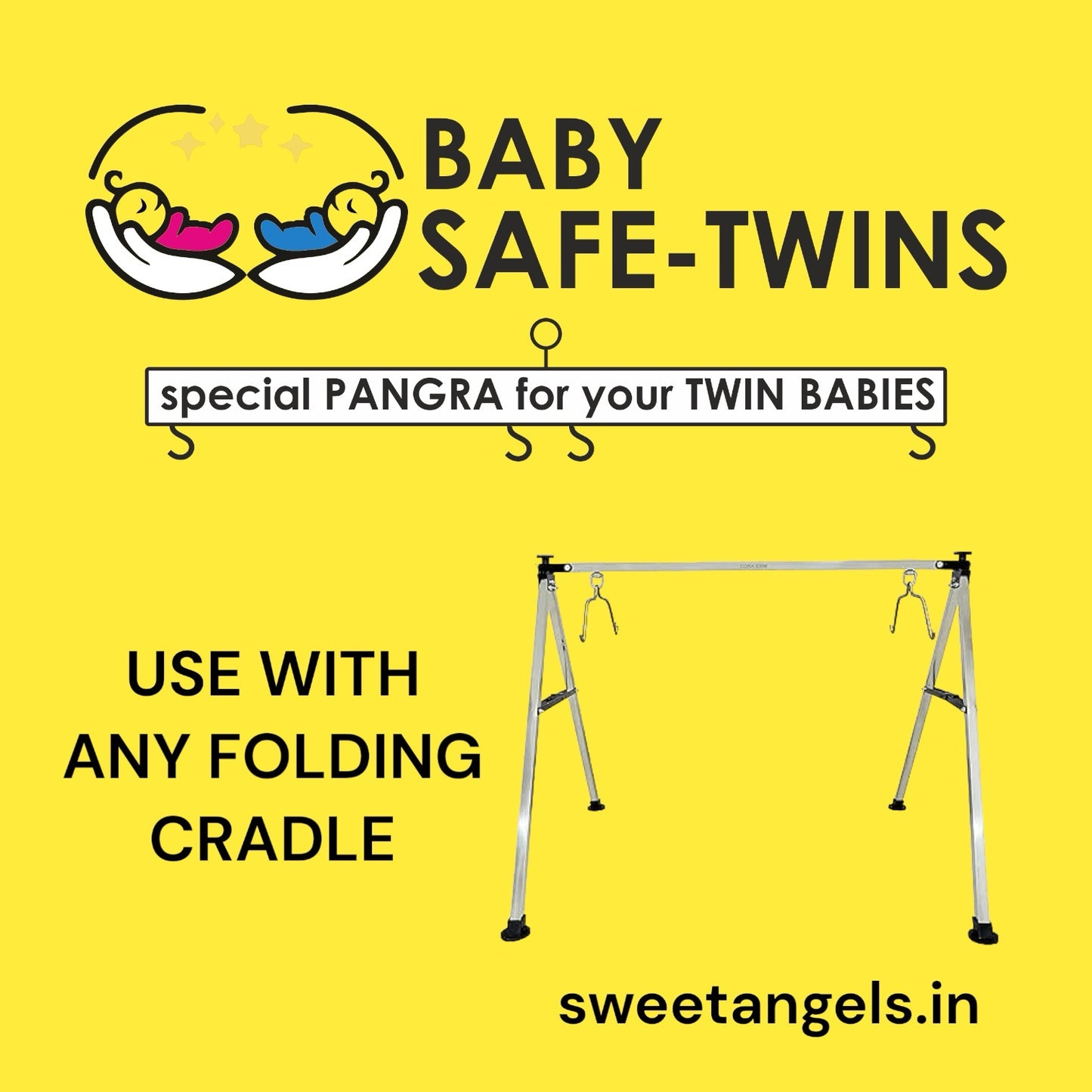 Baby Safe - TWINS baby Steel pangra for any Cradle Ghodiya image 3