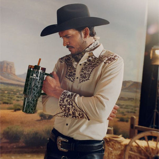 Black / White / Silver Stanley Barbie 80s Western Ken Quencher Tumbler image 1