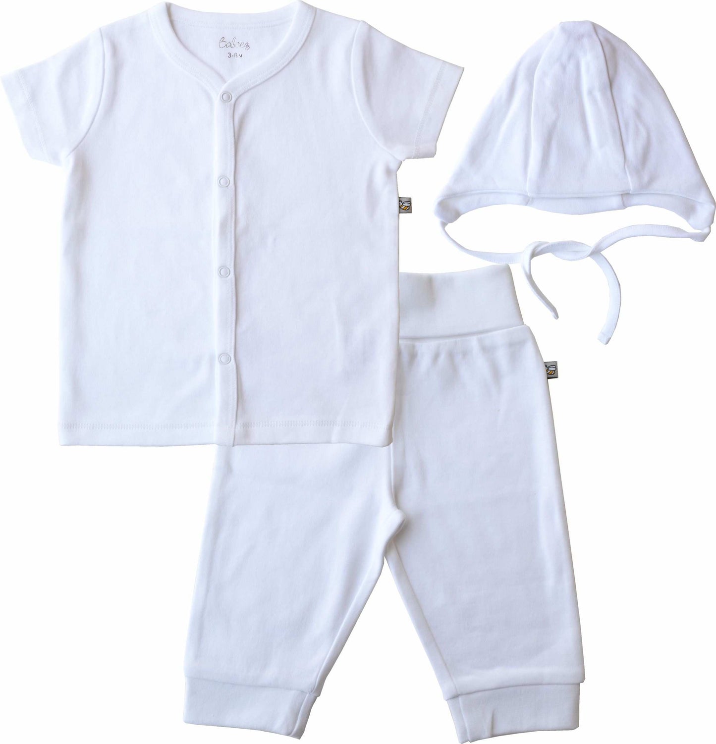 Baby White Jhabla+Pant+Cap Combo Set