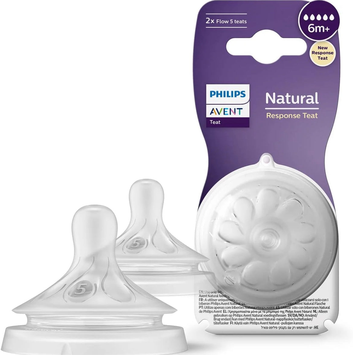 Philips Avent Bottle Teat Nipple – Natural Response, BPA-Free, Anti-Colic - 6+ image