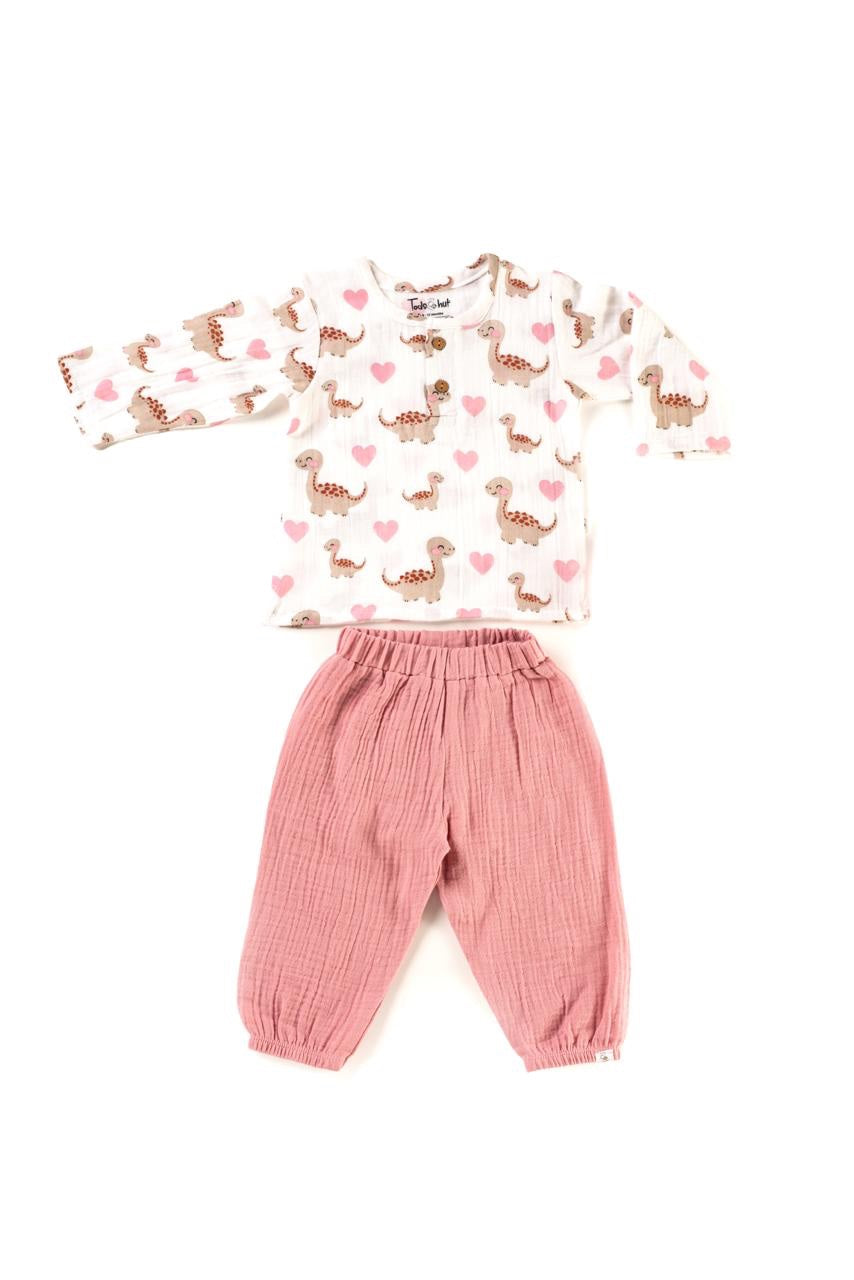 Muslin Baby 1 to 3 years Dino Jogger Set organic - 24 to 36 m image