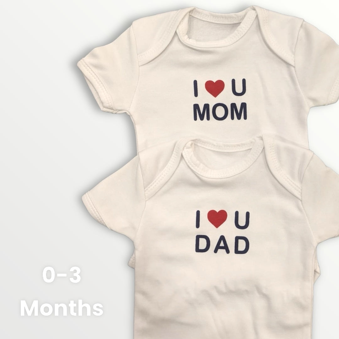 Newborn Bodysuit i love mom dad 2pc set image 1