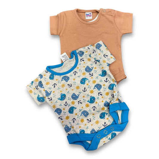 Bodysuit organic Preemie baby 2pc pack assorted image 1