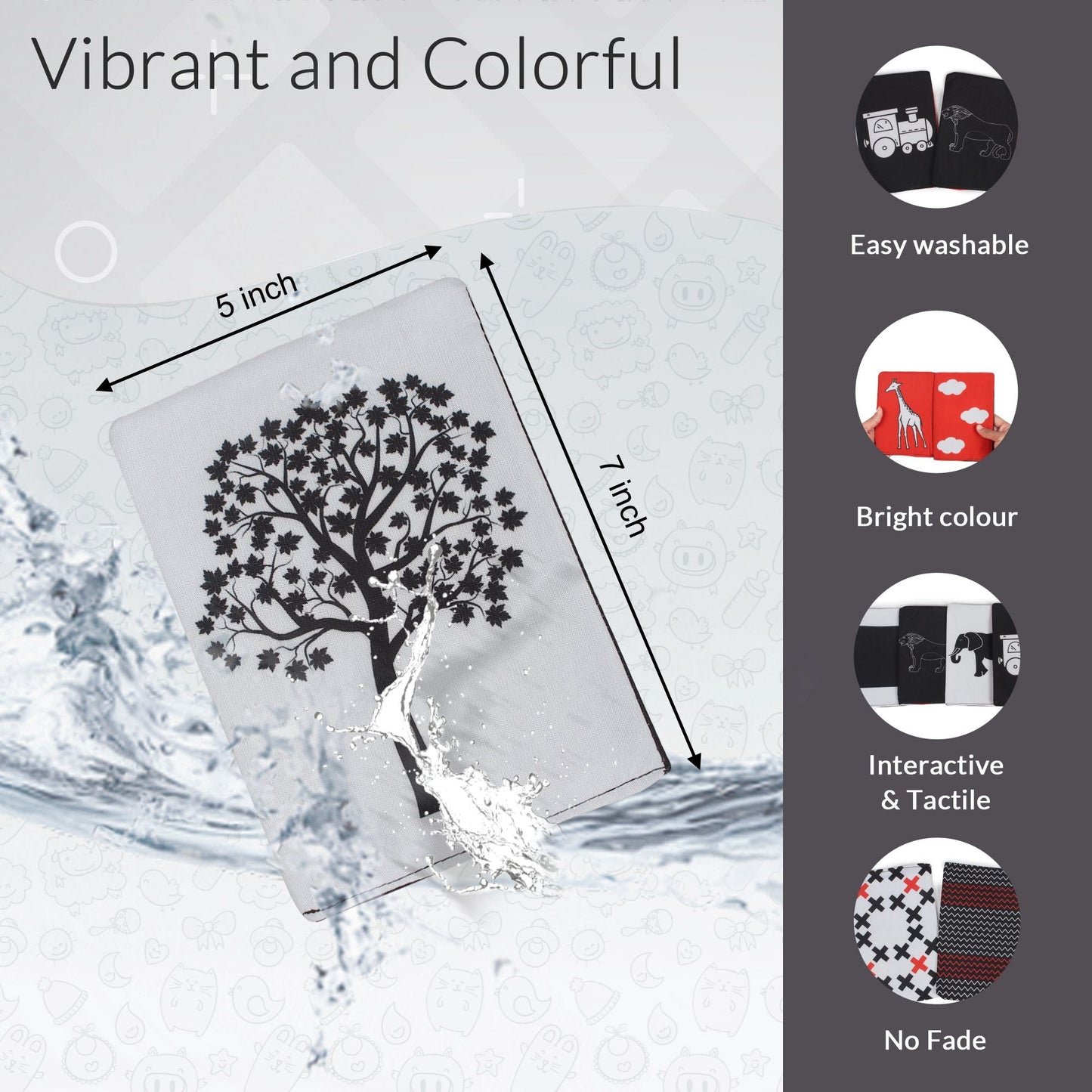 Black & White Cloth Flash Cards | Early Learning & Brain Fun (Set of 18)