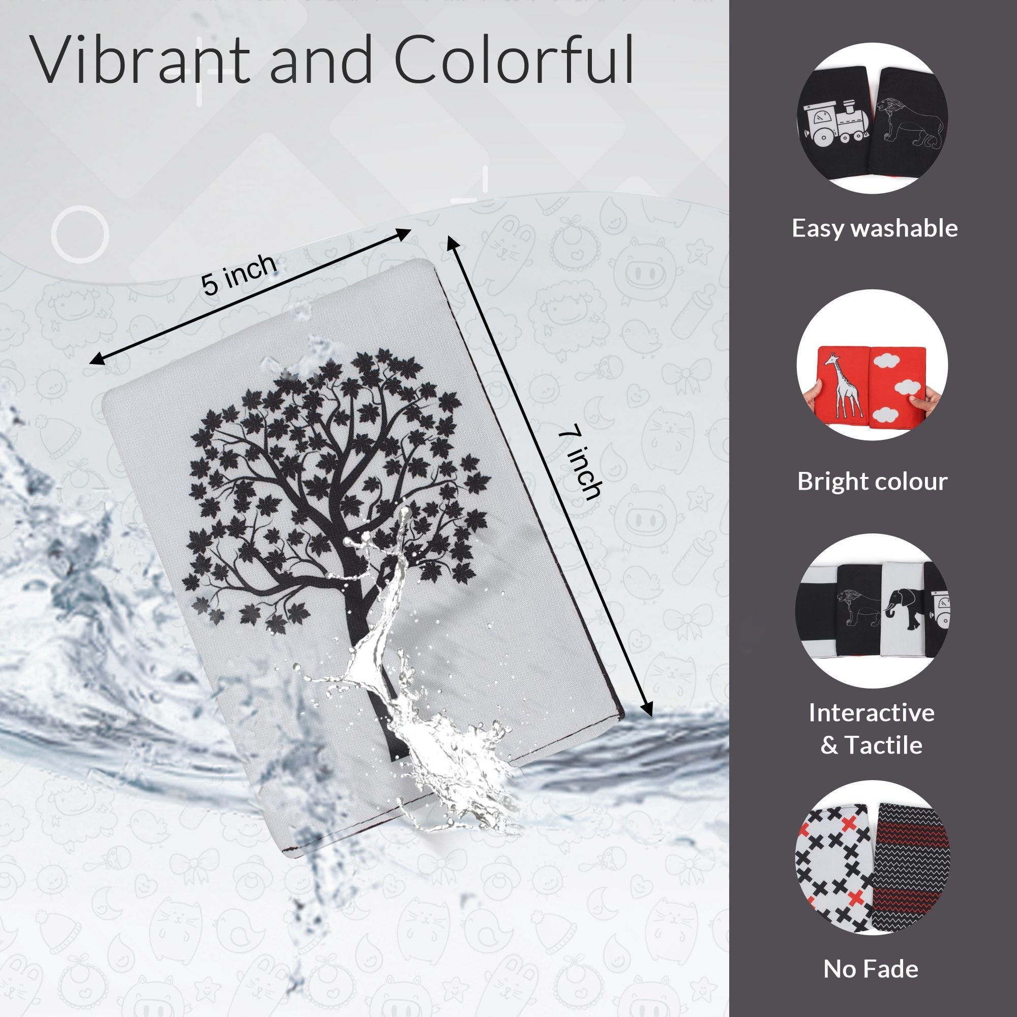 Black & White Cloth Flash Cards | Early Learning & Brain Fun (Set of 18)