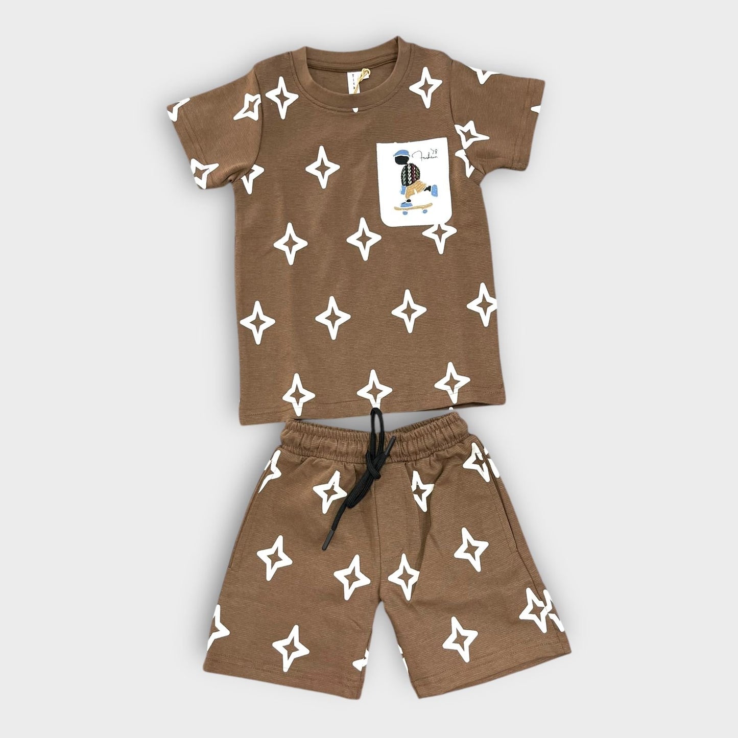 Hip Hop Kids Unisex Co Ord Set 3 to 10 years Diamond Brown image 0