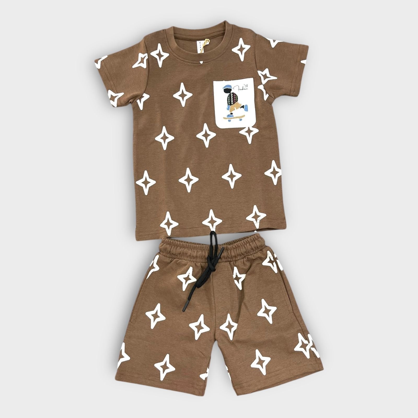 Hip Hop Kids Unisex Co Ord Set 3 to 10 years Diamond Brown image 0