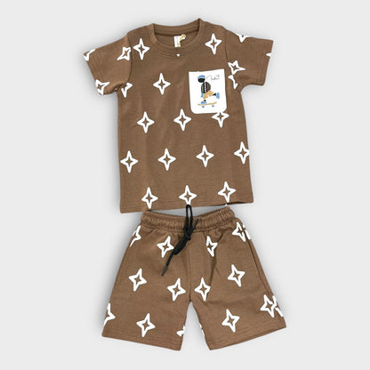 Hip Hop Kids Unisex Co Ord Set 3 to 10 years Diamond Brown image 0