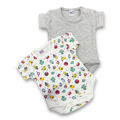 Bodysuit organic Preemie baby 2pc pack assorted image 3