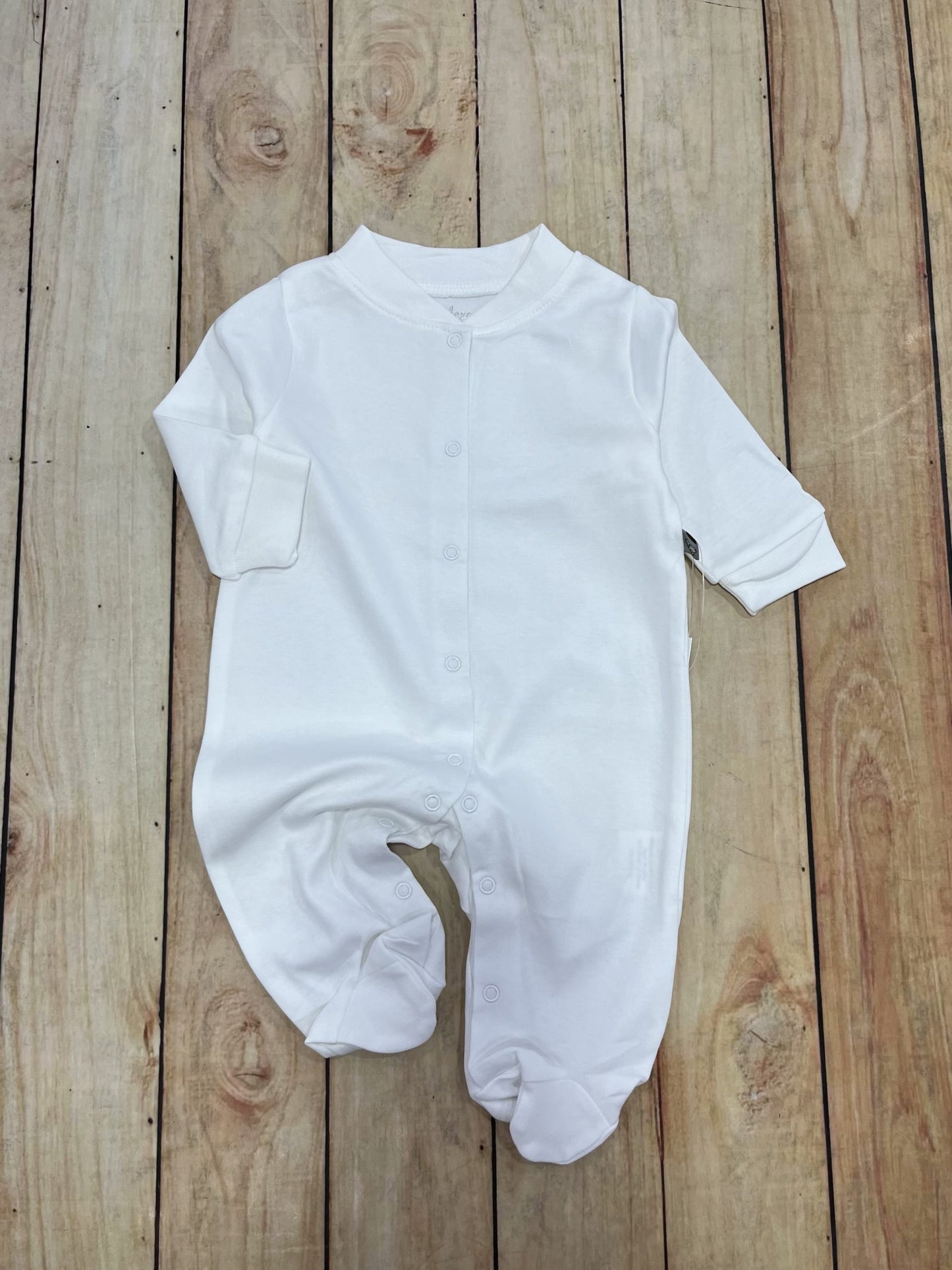 Baby White Organic Romper front open image 0