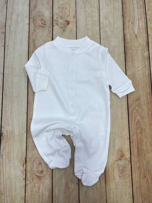 Baby White Organic Romper front open image 0