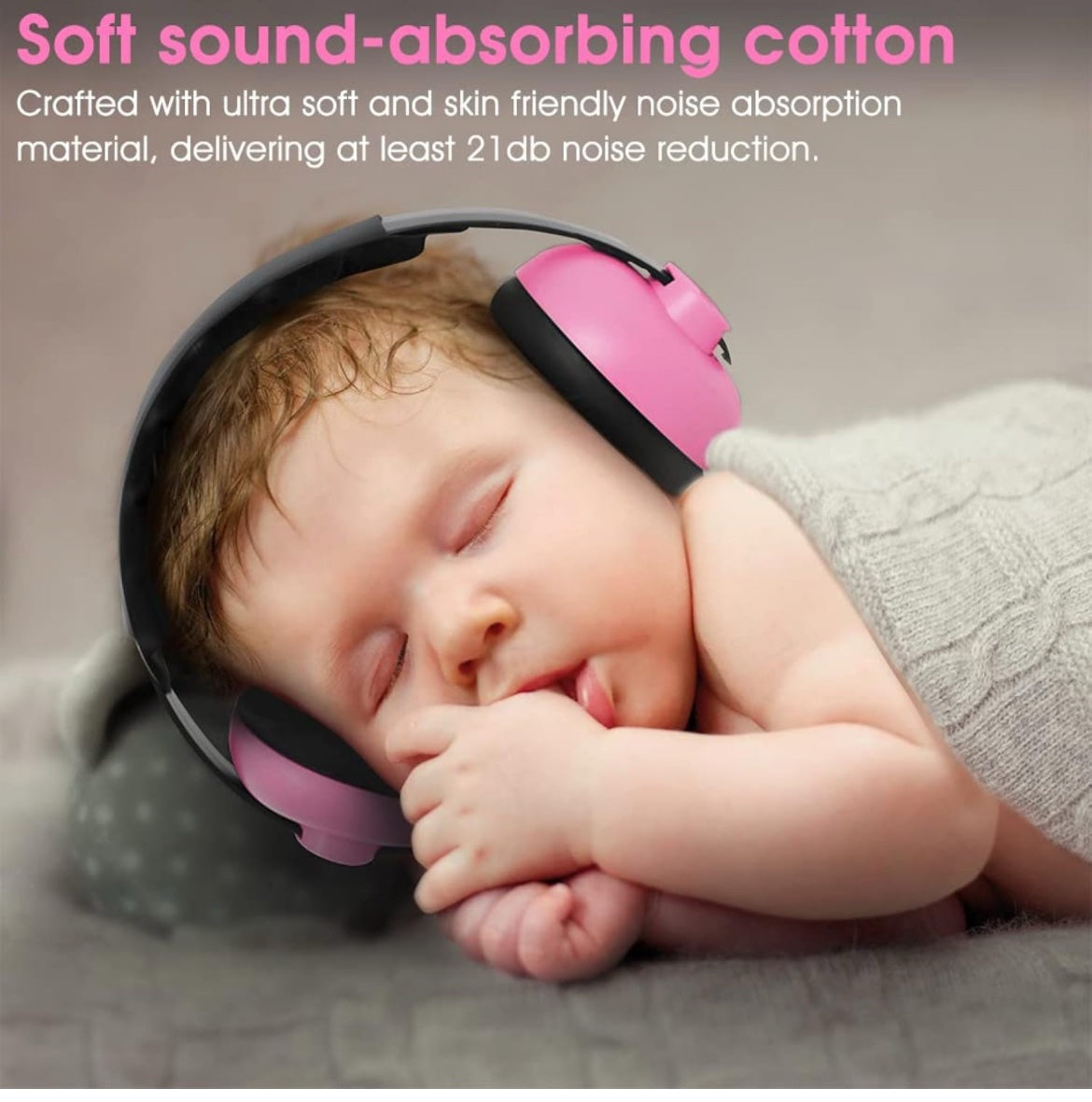 Pink Baby Noise Cancelling Headphones, Ear Protection Earmuffs Noise Reduction for 0-3 Years Kids/Toddlers/Infant image 4