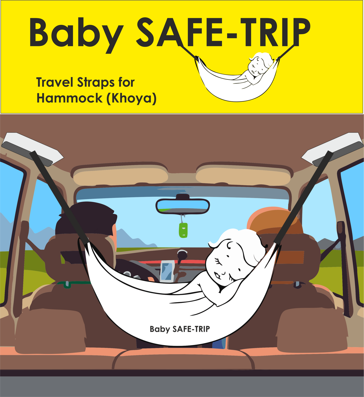 Baby Safe Trip Straps for Hammock Khoya in Car Travel - Only Straps image 1