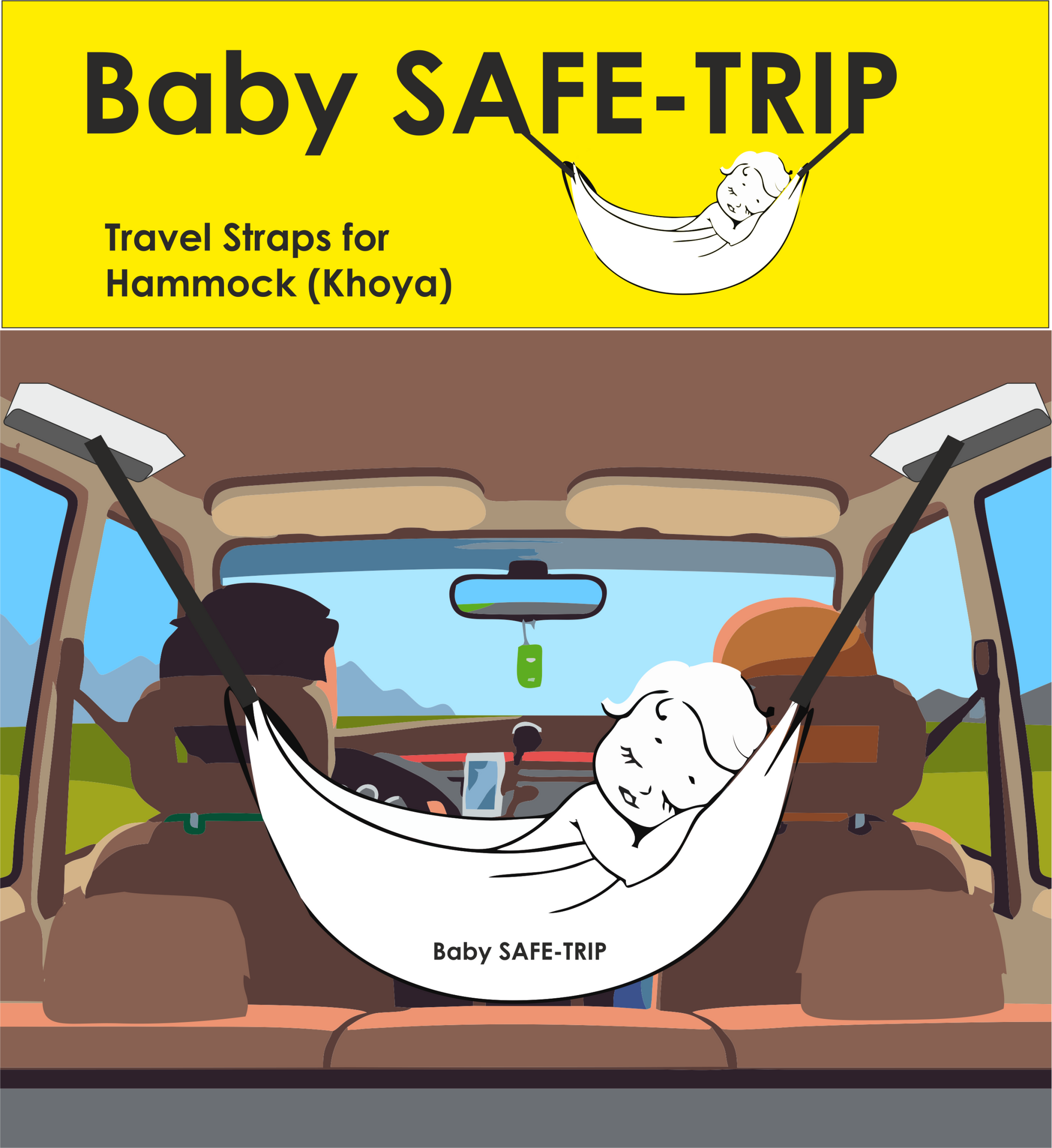 Baby Safe Trip Straps for Hammock Khoya in Car Travel - Only Straps image 1