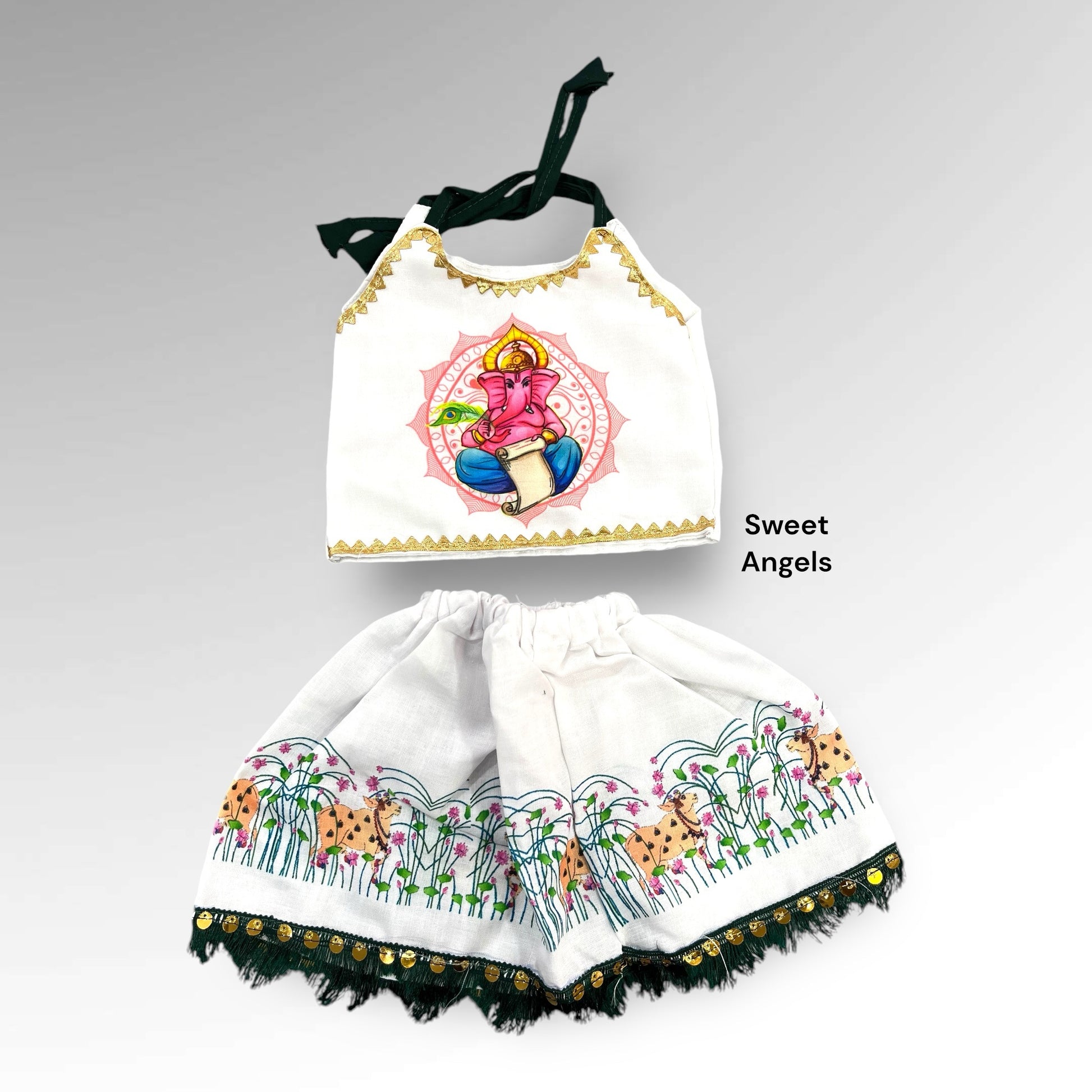 Girl Chatthi Clothing | Soft Cotton with Goddess & Ganesh Prints image 4