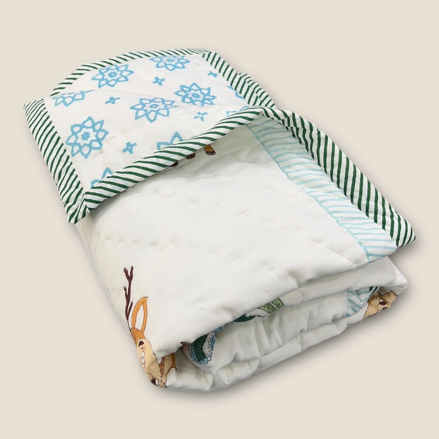 Kids organic Comforter Dohar 40x60 inch Reindeer image 2