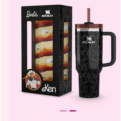 Black / White / Silver Stanley Barbie 80s Western Ken Quencher Tumbler image 2
