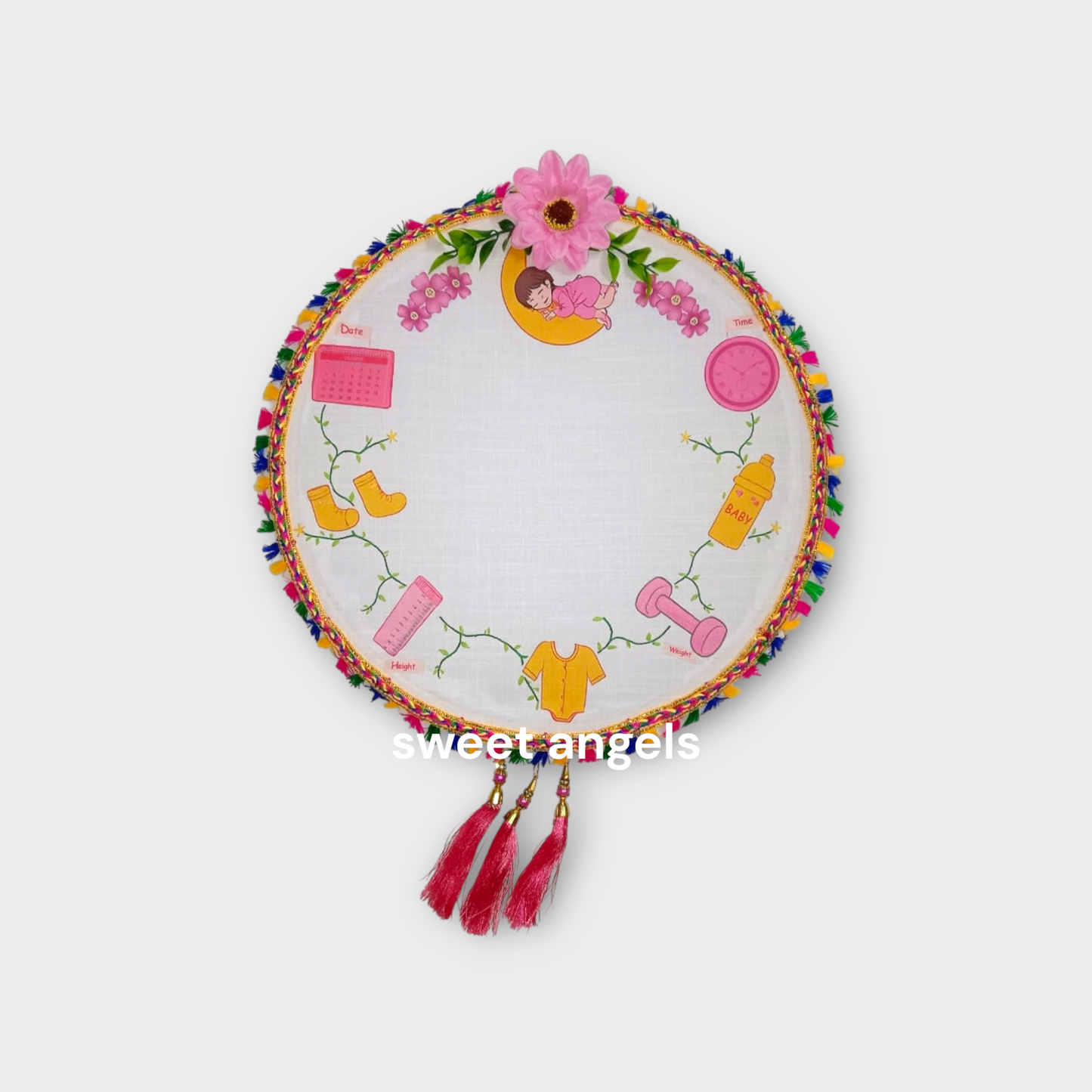 Newborn Footprint Frame for Girls – Chatthi Baby Name Ceremony Keepsake image 0