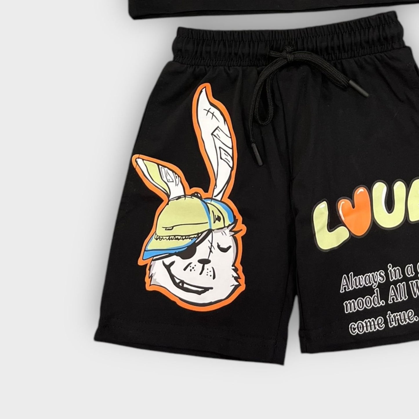 Hip Hop Kids Unisex Co Ord Set 3 to 10 years Love Bunny Black image 2