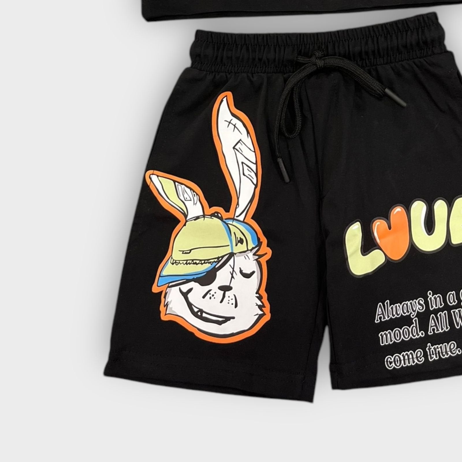 Hip Hop Kids Unisex Co Ord Set 3 to 10 years Love Bunny Black image 2