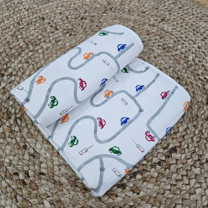 Car Organic Muslin 6 Layer Blanket Soft Breathable & Skin-Friendly by Sweet Angels image 0