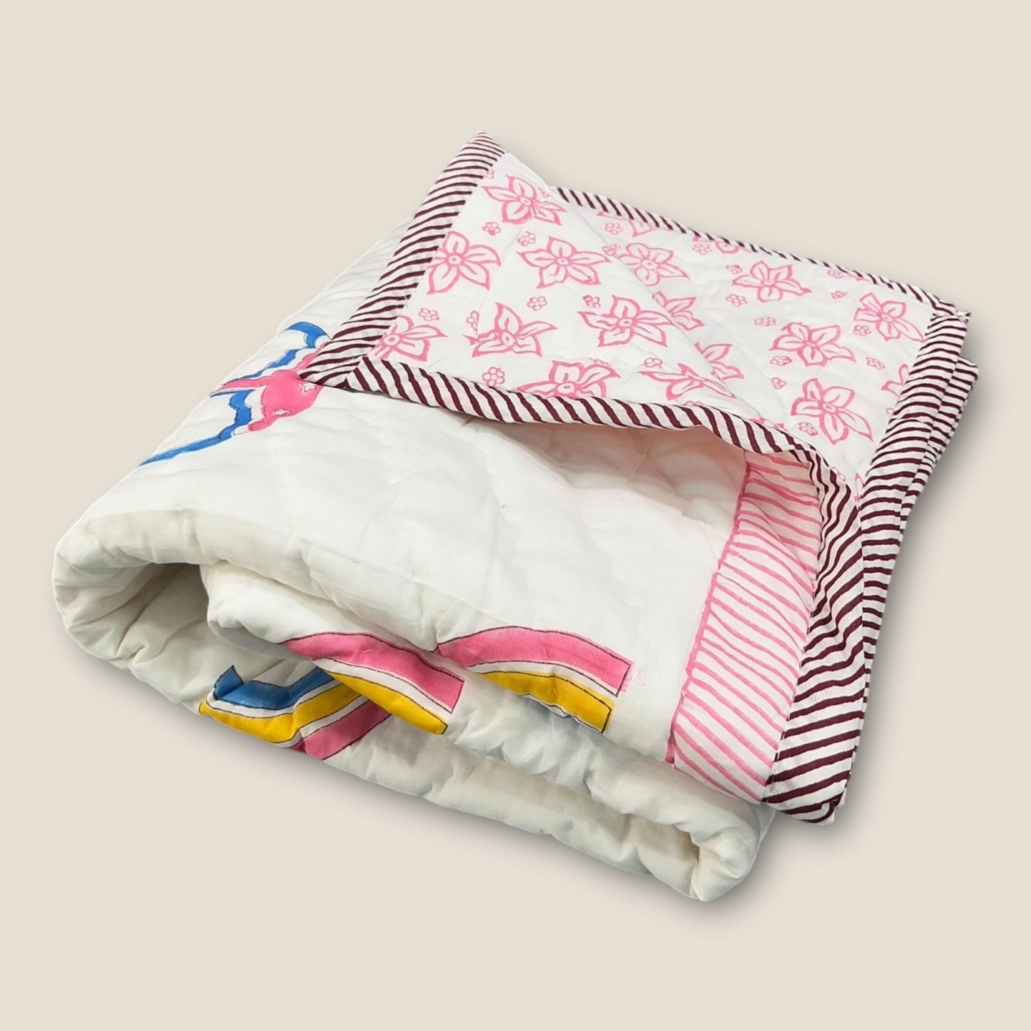 Kids organic Comforter Dohar 40x60 inch Rainbow image 2