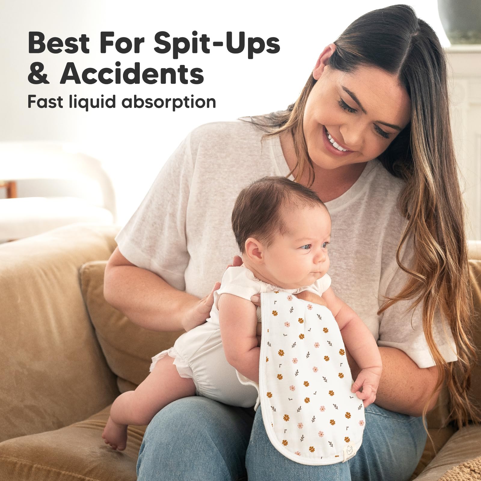 Muslin Cotton Baby Burp Cloth napkins 3pc set image 5