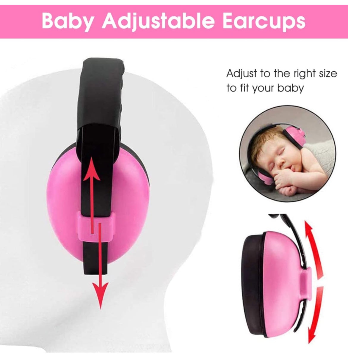 Pink Baby Noise Cancelling Headphones, Ear Protection Earmuffs Noise Reduction for 0-3 Years Kids/Toddlers/Infant image 1