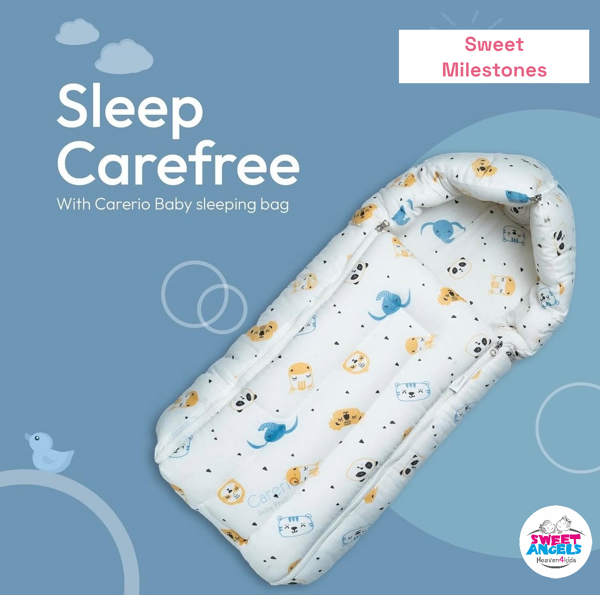 Mul Mul Baby Sleeping Bag (0-1 Yrs) | Soft, Breathable & Lightweight Carry Nest image 0