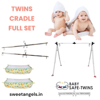 Baby Safe Twins Cradle Full Set – Foldable Stainless Steel Ghodiya with Separate KhoyaBaby Safe Twins Cradle Full Set – Foldable Stainless Steel Ghodiya with Separate Khoya image 0