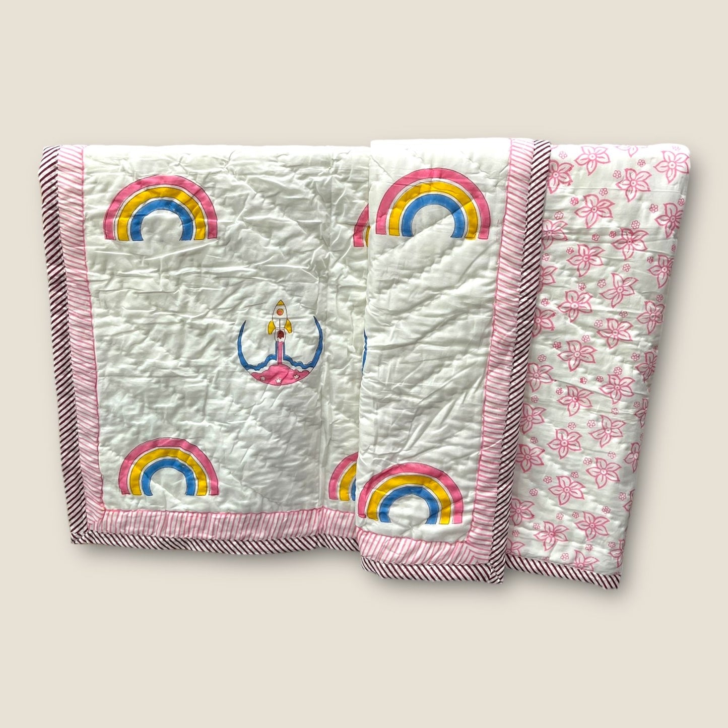 Kids organic Comforter Dohar 40x60 inch Rainbow image 0