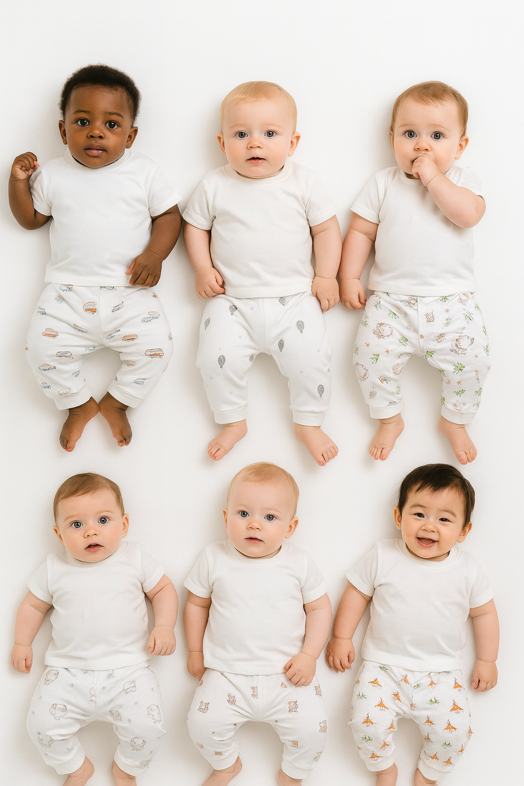 Baby Legging Jogger Bottoms – Soft Cotton White Printed Pants (6–18 Months) | Combo Pack of 3 image 0