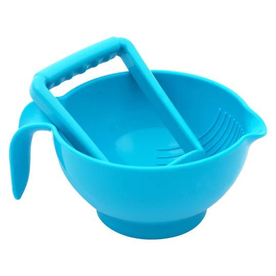 Portable Grinding Feeding Masher/Serving Bowl for Baby Food Preparation with Spoon - Blue image 1