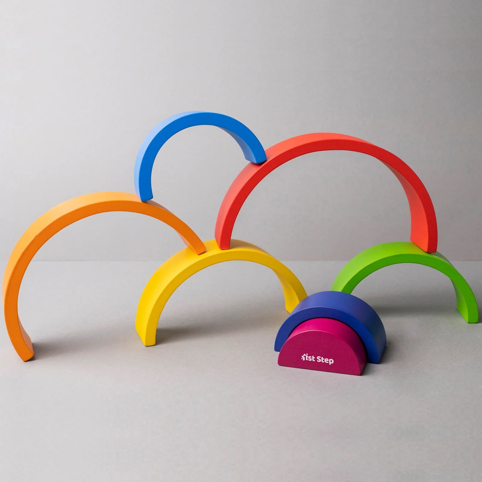 7 PCS NATURAL WOODEN RAINBOW STACKER toy image 3
