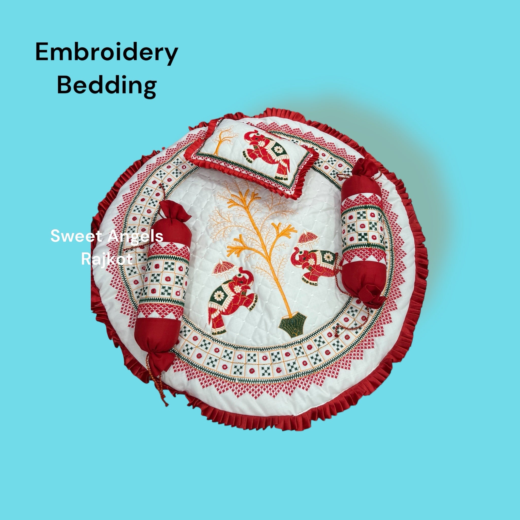 Kaanch mirror Embroidery Godadi Bedding Set for Baby Chatthi image 2