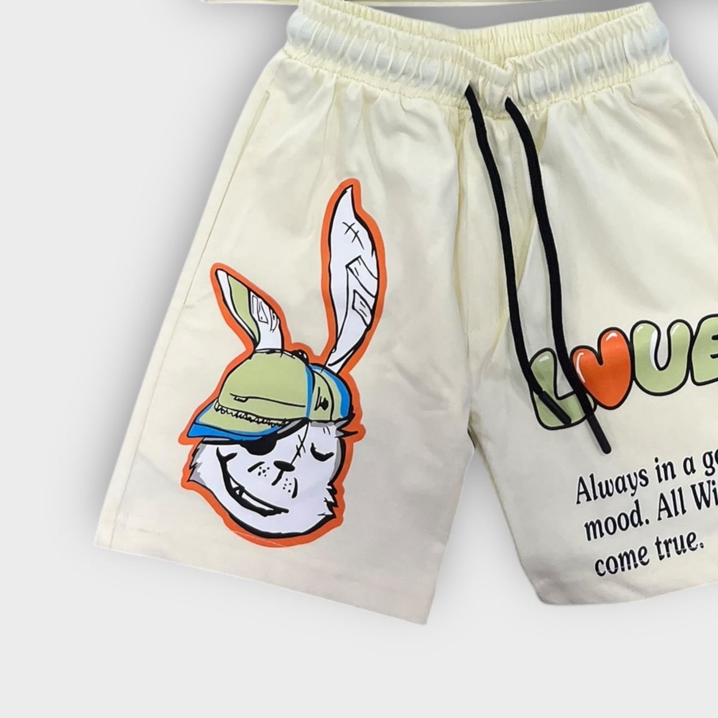 Hip Hop Kids Unisex Co Ord Set 3 to 10 years Love Bunny Beige image 1