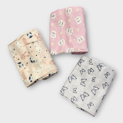 Luxury Organic Cotton Baby Throws - Pack of 3 | Soft & Breathable Muslin Swaddle Blankets image 0
