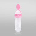 Spoon Bottle squeezy silicon baby food feeder pink image 0