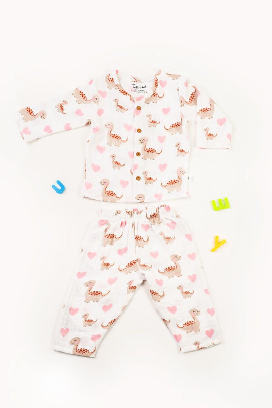 Muslin Baby 0 3 6 9 months Dino Night Suits Organic image 0
