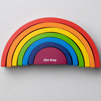 7 PCS NATURAL WOODEN RAINBOW STACKER toy image 1