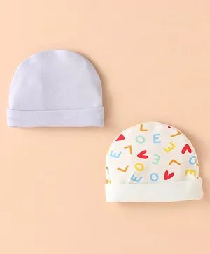 Cap Set Organic Cotton assorted Preemie 2pc pack image 4