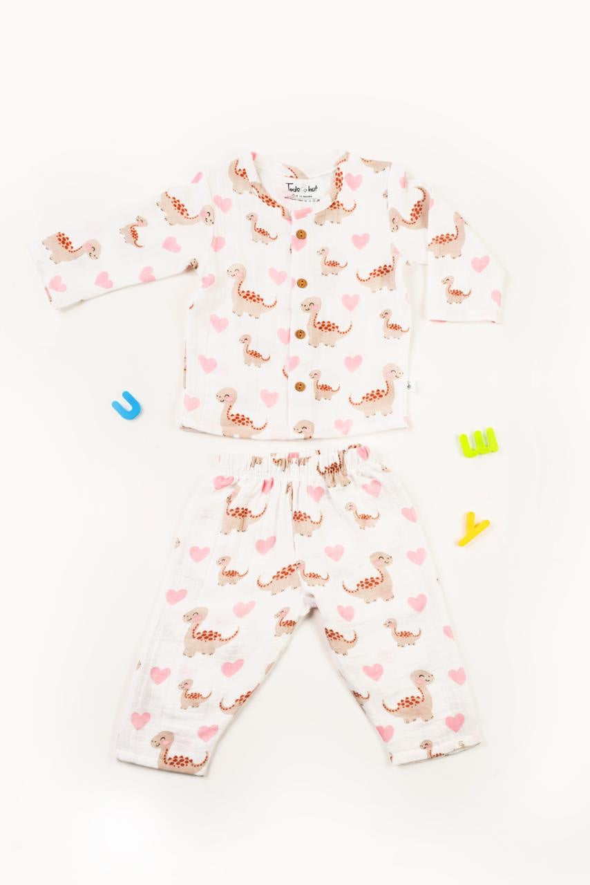 Muslin Baby 1 to 3 years Dino Night Suits Organic image 0