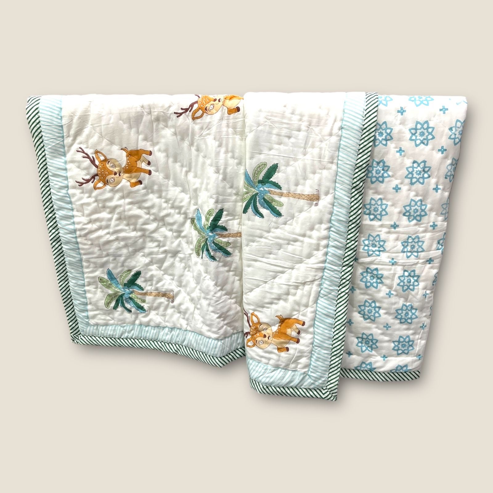 Kids organic Comforter Dohar 40x60 inch Reindeer image 0