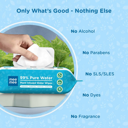 Mee Mee Pure Water Wet Wipes with Lid 80 pcs × 2 (160 Pcs)