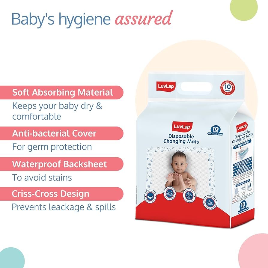 luvlap Disposable changing mats 10 pc. 60cm ×60cm image 2