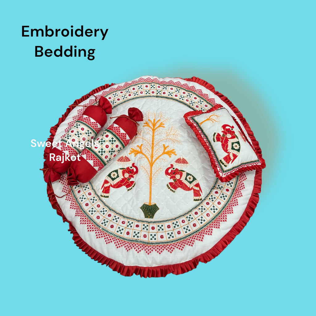 Kaanch mirror Embroidery Godadi Bedding Set for Baby Chatthi image 1