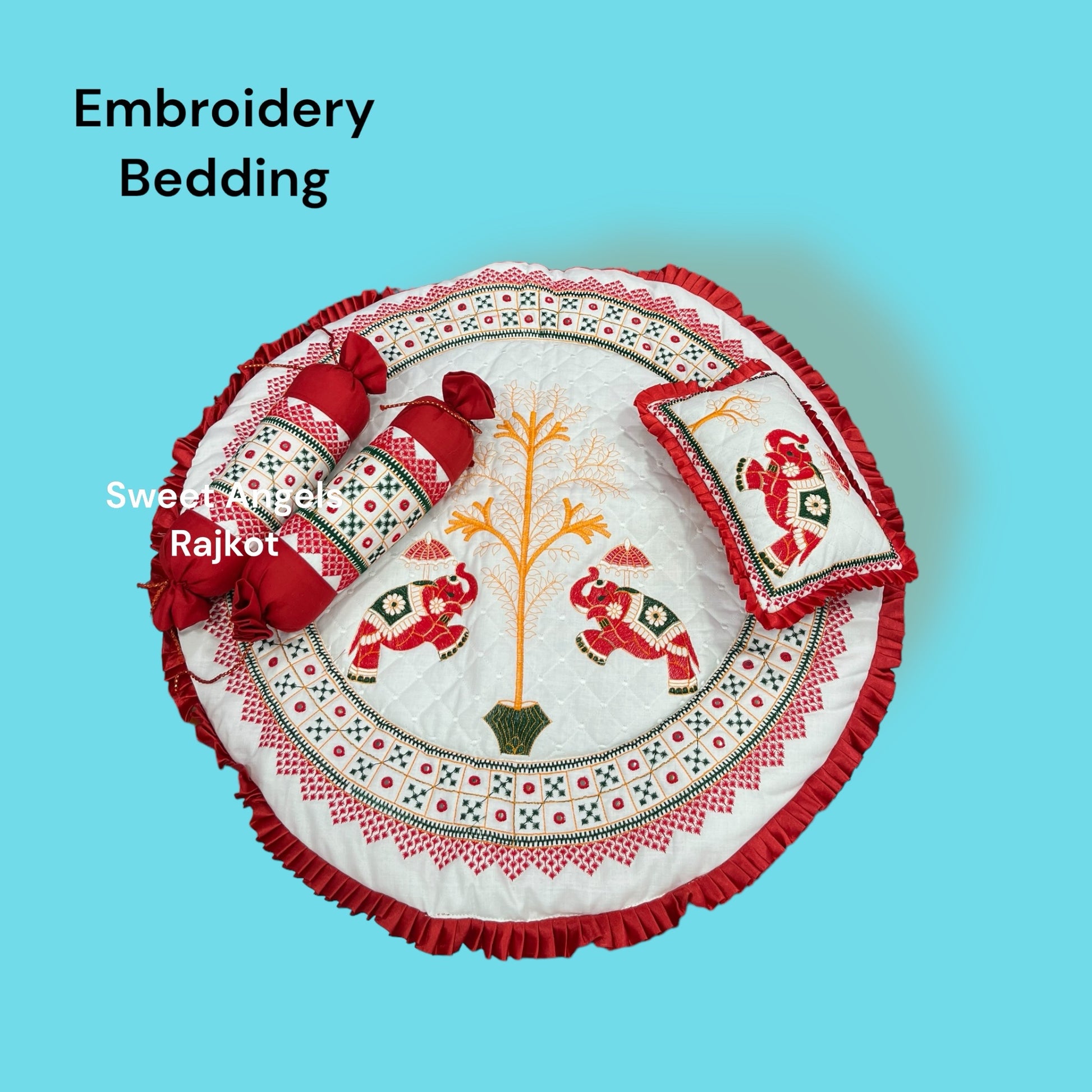 Kaanch mirror Embroidery Godadi Bedding Set for Baby Chatthi image 1