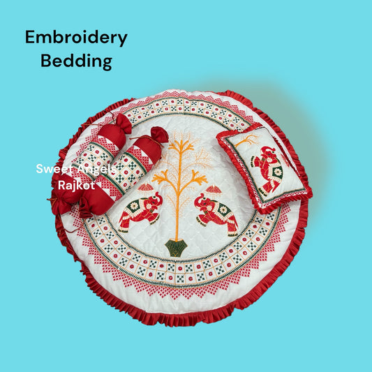 Kaanch mirror Embroidery Godadi Bedding Set for Baby Chatthi image 1