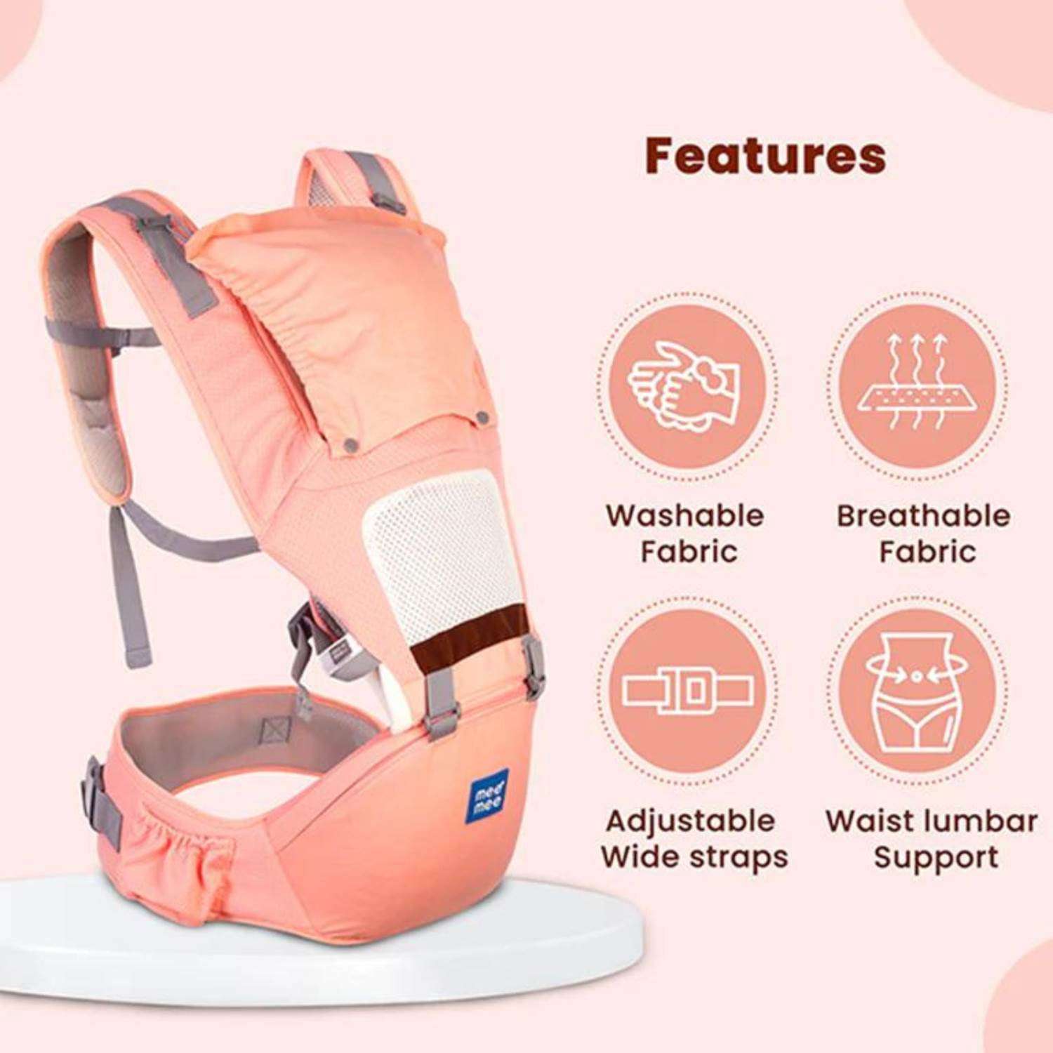 8-IN-1 Baby Carrier with Detachable Hip Seat | Ergonomic Sling Carrier image 3